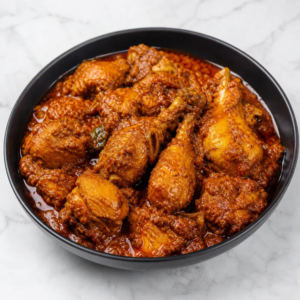 Chicken cooked in a blend of chili-infused curry spices.
