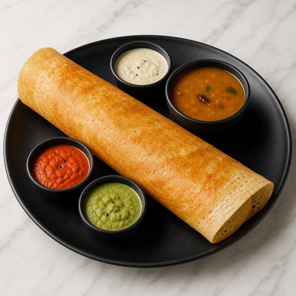 Classic dosa roasted with aromatic ghee.