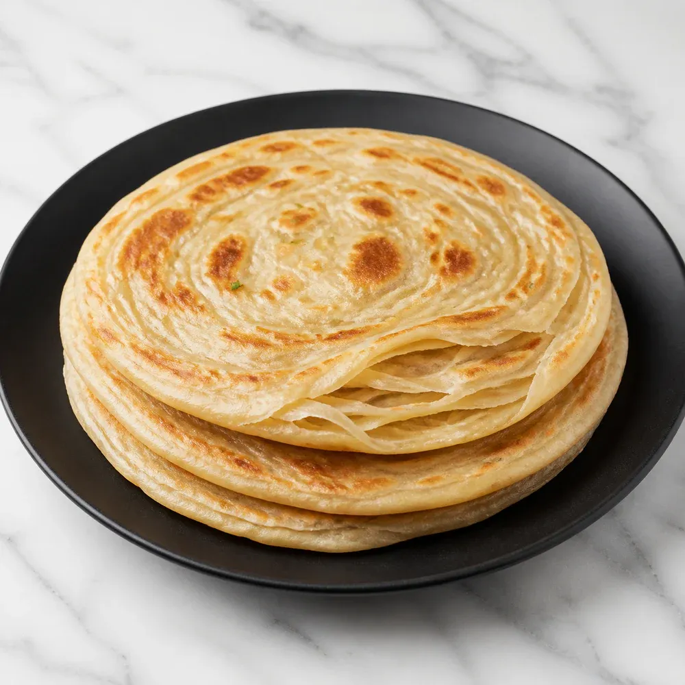 Delicious multilayered, soft, shallow-fried South Indian bread.