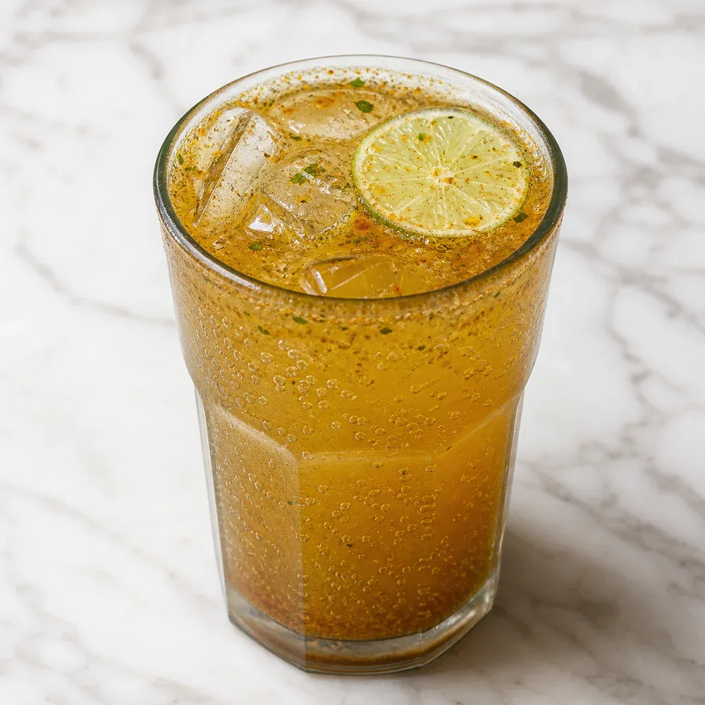 Spiced lime soda — sweet, salty, and tangy.