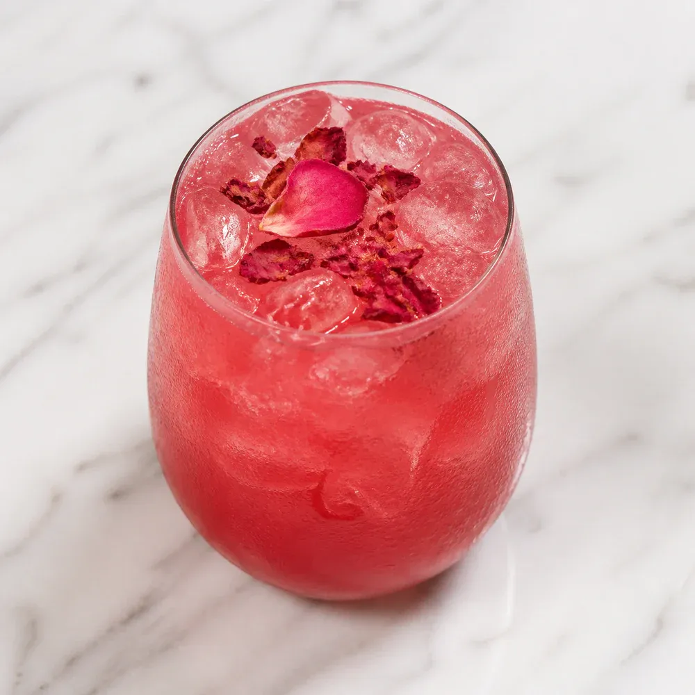Rose-flavored in-house mocktail.